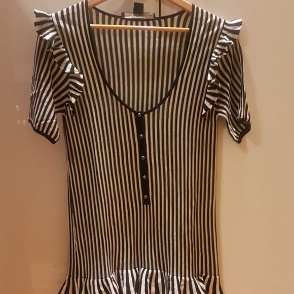 French Connection Black & White Sripe Dress - Picture 1 of 5